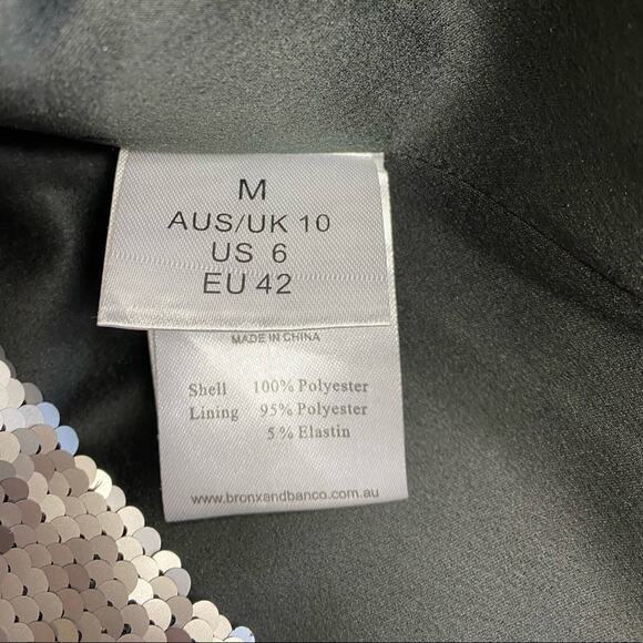 Bronx and Banco Silverfox Sequin Midi Dress in Black/ Silver Pewter, Size 6 - Picture 6 of 8